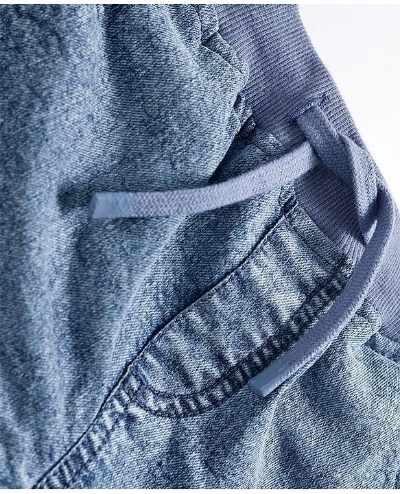 Babyhug Denim Full Length Washed Jeans with Stretch & Cargo Zipper Pockets - Cloud Blue