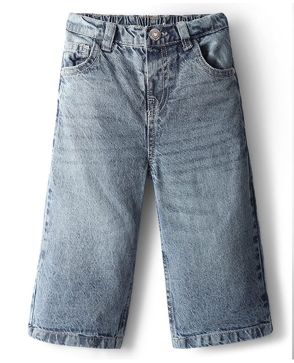 Babyhug Cotton Full Length Stretchable Denim Jeans Game Changer Text Print   Fly With Zipper -  Blue
