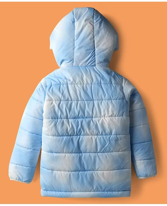Pine Kids Woven Full Sleeves Hooded Padded Jacket With Tie & Dye Print - Blue