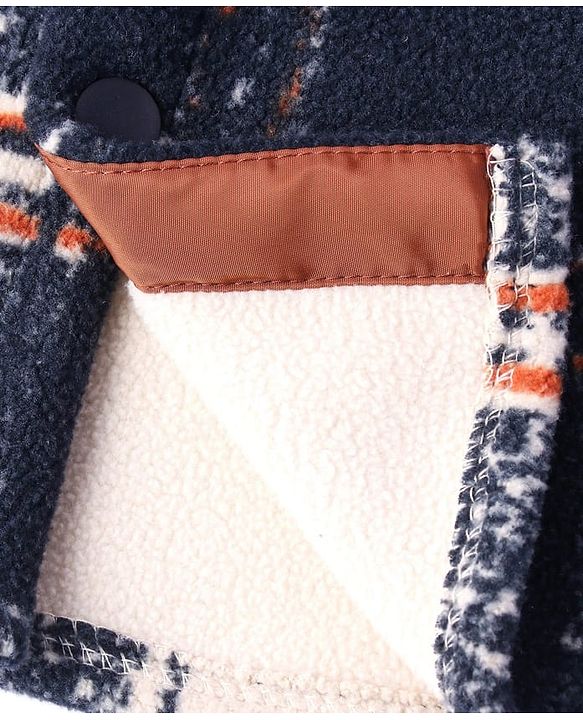 Pine Kids Woven Full Sleeves Hooded Winter Jacket With Checks - Navy Blue