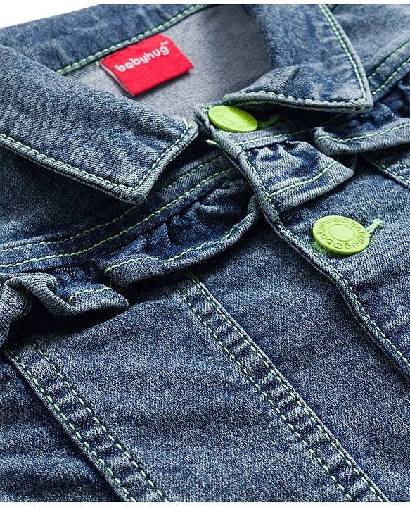 Babyhug Full Sleeves Denim Jacket with Pockets - Blue