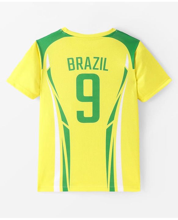 Pine Active Knitted Half Sleeve Brazil Football T-Shirt - Yellow
