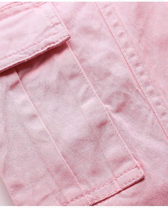 Babyhug Twill Full Length Trousers with Stretch & Cargo Pocket - Pink