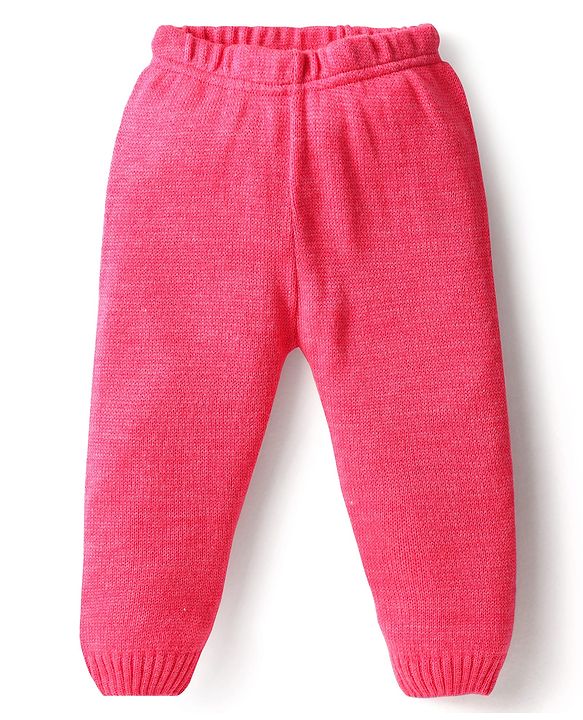 Babyhug Knit Full Sleeves Sweater Set With Butterfly Design - Pink