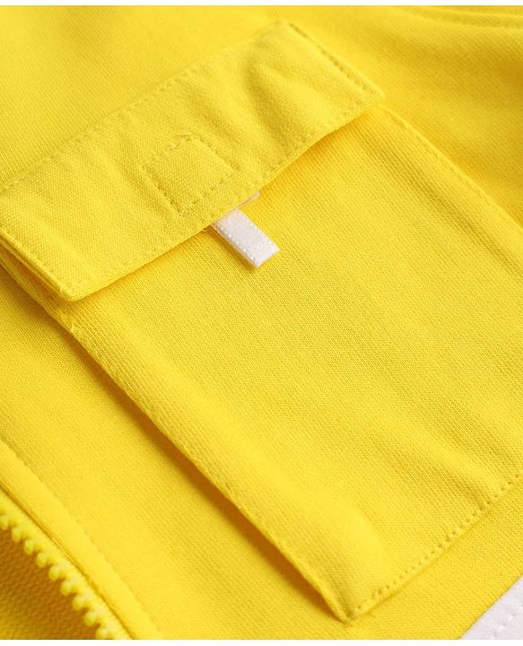 Pine Kids Cotton Knit Full Sleeves Hooded Sweatshirts With Super Text Print - Yellow & Green