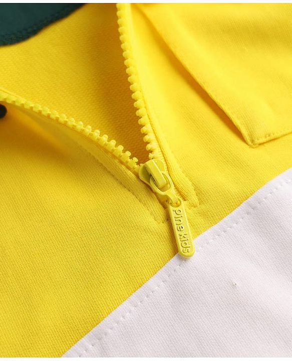 Pine Kids Cotton Knit Full Sleeves Hooded Sweatshirts With Super Text Print - Yellow & Green
