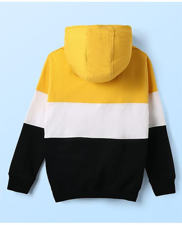 Pine Kids Cotton Knit Full Sleeves Text Printed Sweatshirt With Cut & Sew Design - White & Black