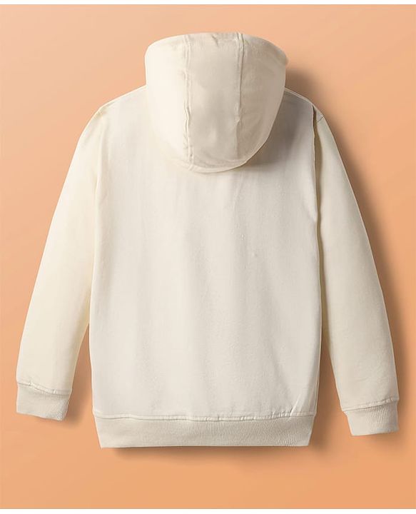 Pine Kids 100% Cotton Full Sleeves Vehicle Printed Hooded Sweatshirt  - Offwhite