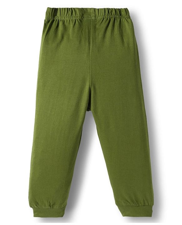 Babyhug Cotton Knit Full Sleeves Night Suit With Tiger Print - Green