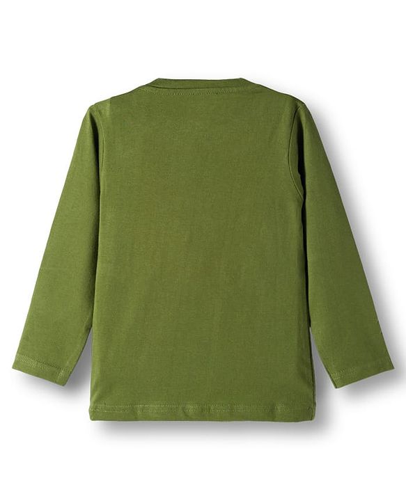 Babyhug Cotton Knit Full Sleeves Night Suit With Tiger Print - Green