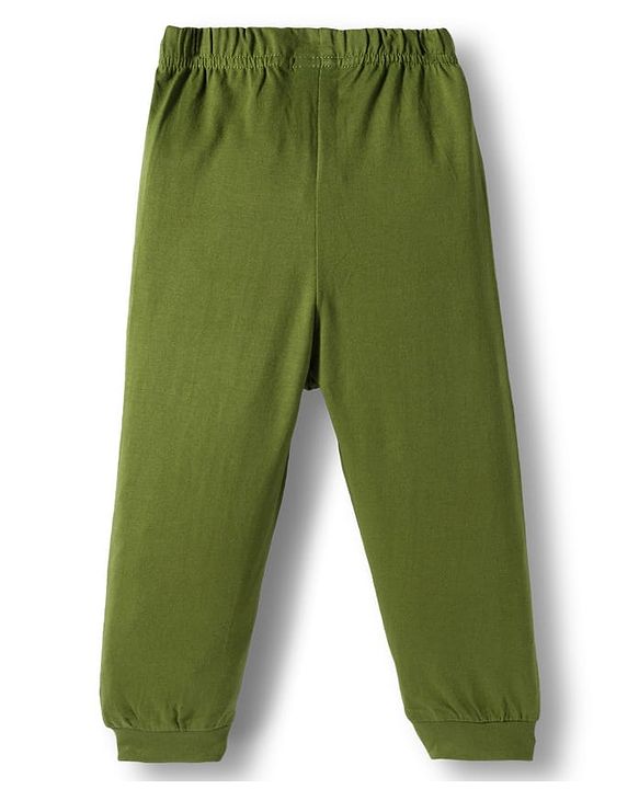 Babyhug Cotton Knit Full Sleeves Night Suit With Tiger Print - Green