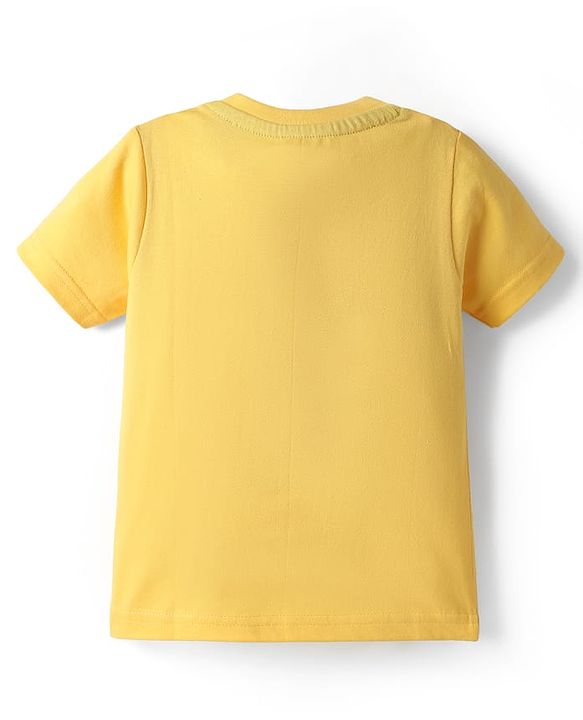 Babyhug Cotton Knit Half Sleeves Night Suit With Dino Print - Yellow