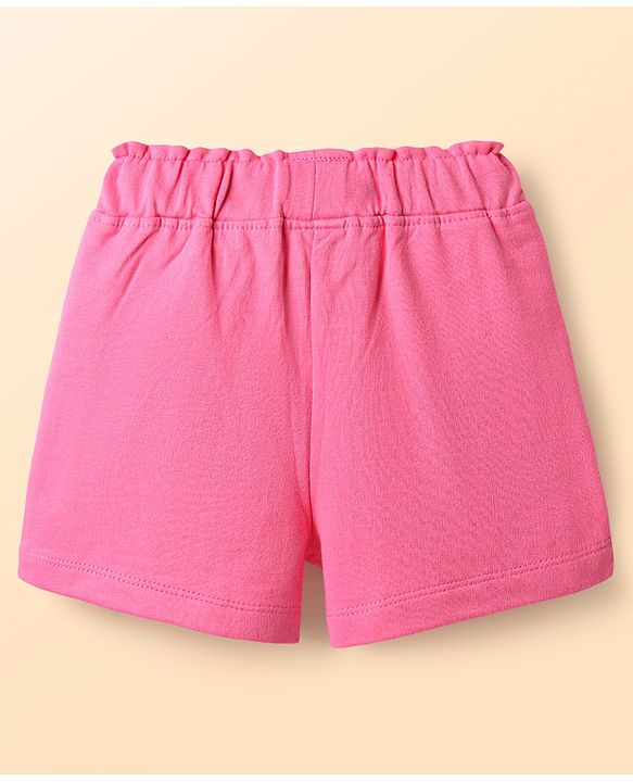 Babyhug Single Jersey Knit  Sleeveless Top & Shorts Set With Floral Print - Dark Pink & White
