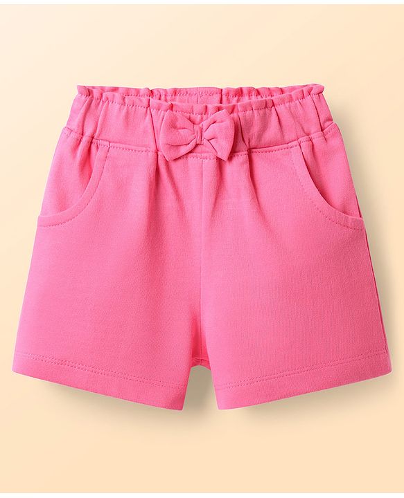 Babyhug Single Jersey Knit  Sleeveless Top & Shorts Set With Floral Print - Dark Pink & White