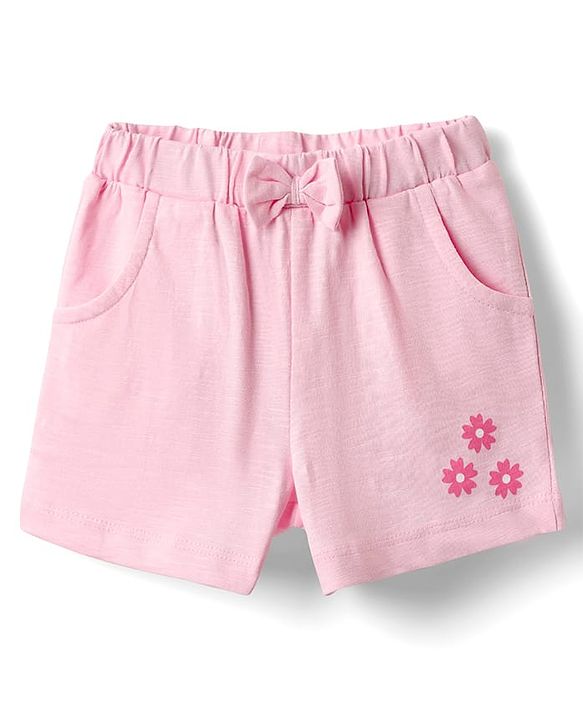 Babyhug Single Jersey Knit Sleeveless Top & Short Set With Floral Print - Pink