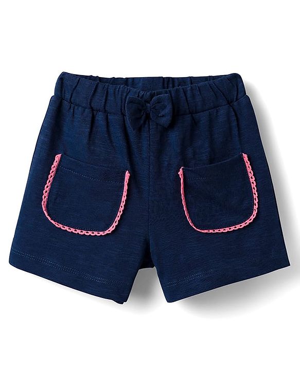 Babyhug Single Jersey Knit Sleeveless Top & Shorts Set With Floral Print - Navy Blue