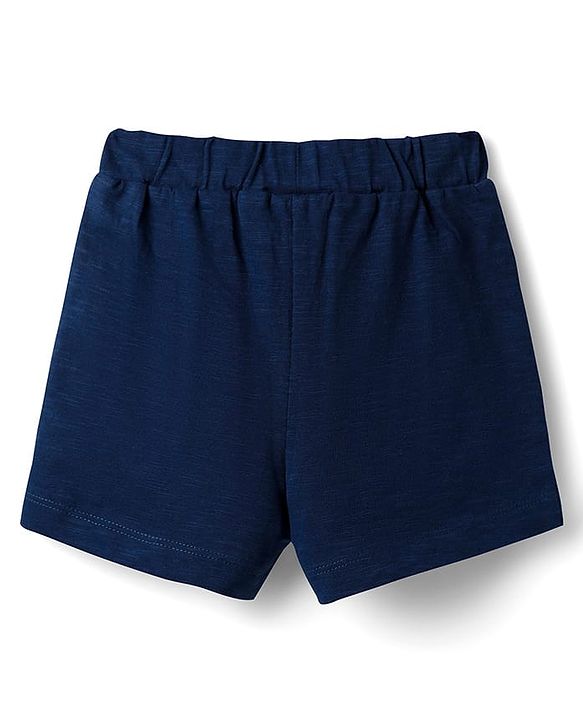 Babyhug Single Jersey Knit Sleeveless Top & Shorts Set With Floral Print - Navy Blue