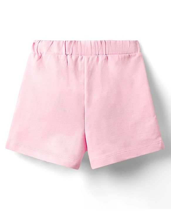 Babyhug Single Jersey Knit  Sleeveless Top & Shorts With Floral Print -Pink & White