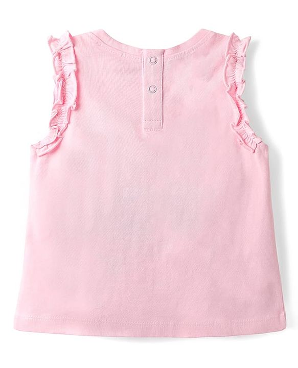 Babyhug Single Jersey Knit Sleeveless Top & Shorts Set With Floral Print - Pink