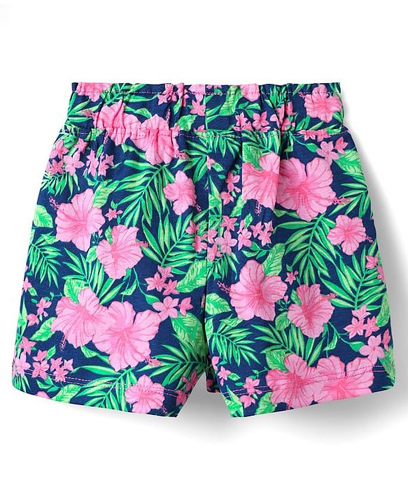 Babyhug Single Jersey Knit Sleeveless Top & Shorts Set With Floral Print - Pink