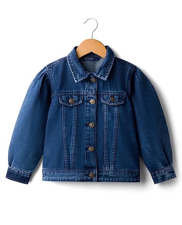 Pine Kids Cotton Woven Full Sleeves Solid Denim Jacket - Blue