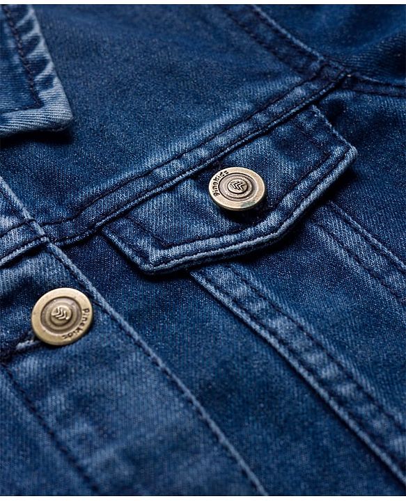 Pine Kids Cotton Woven Full Sleeves Solid Denim Jacket - Blue