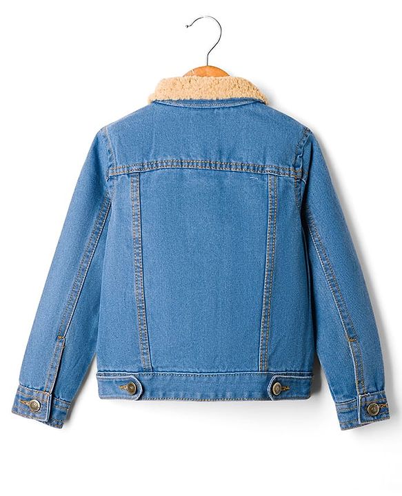 Pine Kids Cotton Woven Full Sleeves Solid Denim Jacket - Blue