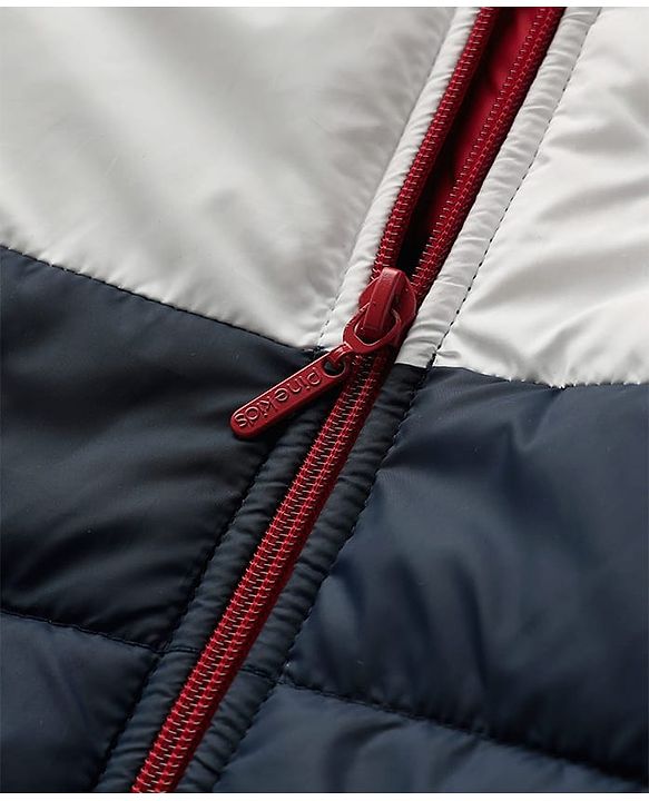 Pine Kids Woven Full Sleeves Hooded Padded Jacket With Color Block Design - Multicolor