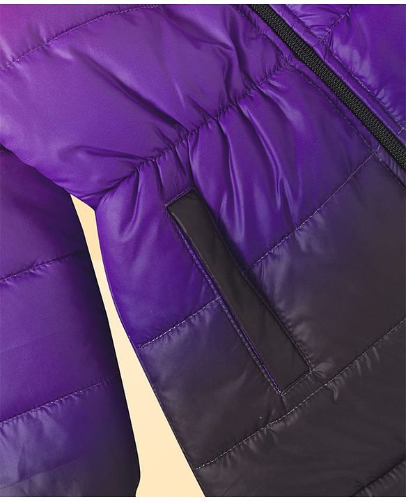 Pine Kids Woven Full Sleeves Solid Color Hooded Padded Jacket - Purple
