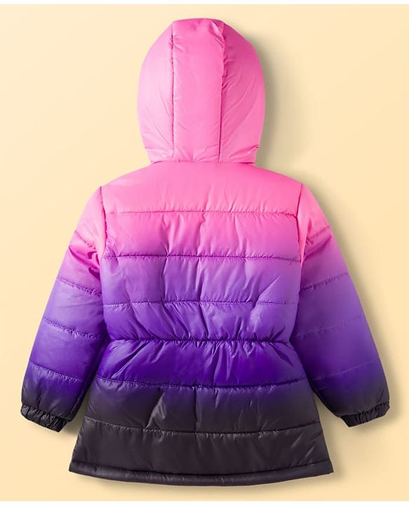 Pine Kids Woven Full Sleeves Solid Color Hooded Padded Jacket - Purple