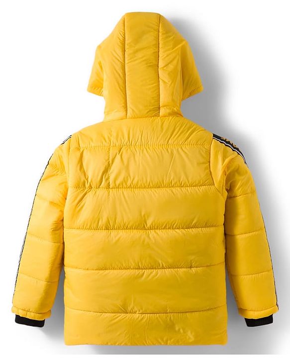 Pine Kids Woven Full Sleeves Hooded Solid Padded Jacket - Yellow
