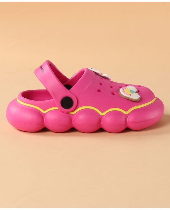 Cute Walk by Babyhug Back Strap Closure Clogs With Unicorn & Rainbow Applique - Pink