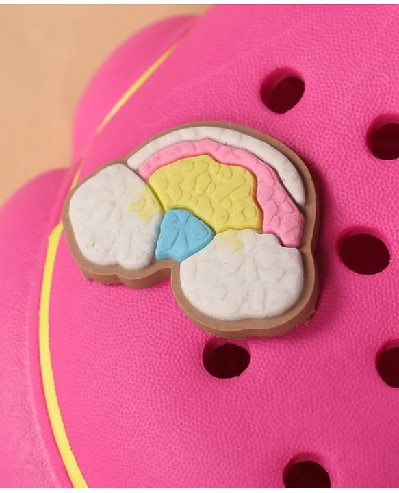 Cute Walk by Babyhug Back Strap Closure Clogs With Unicorn & Rainbow Applique - Pink