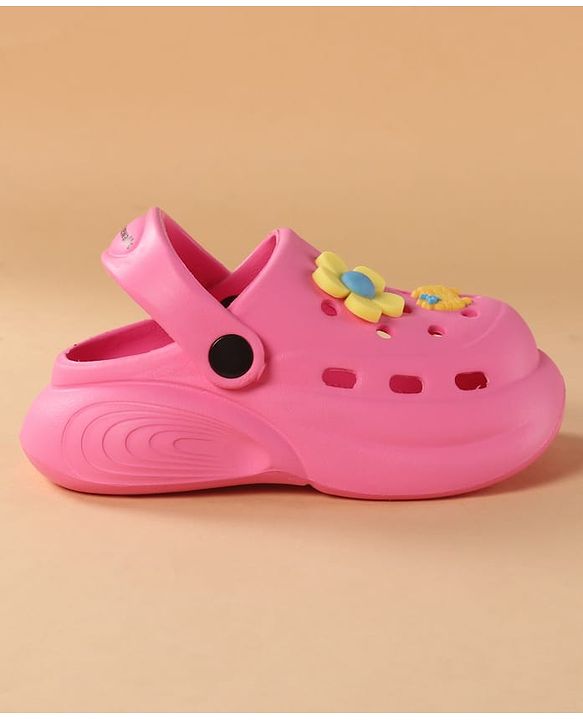 Cute Walk by Babyhug Clogs with Back Strap & Floral Applique - Pink