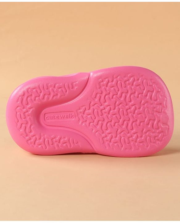 Cute Walk by Babyhug Clogs with Back Strap & Floral Applique - Pink