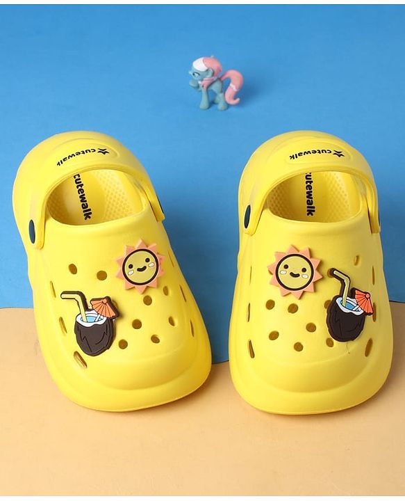 Cute Walk by Babyhug Clogs With Back Strap Closure & Sun Applique - Yellow