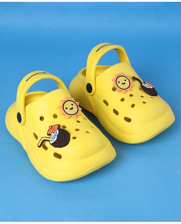 Cute Walk by Babyhug Clogs With Back Strap Closure & Sun Applique - Yellow