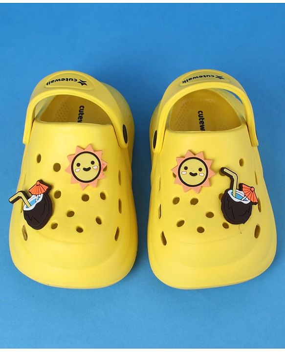 Cute Walk by Babyhug Clogs With Back Strap Closure & Sun Applique - Yellow