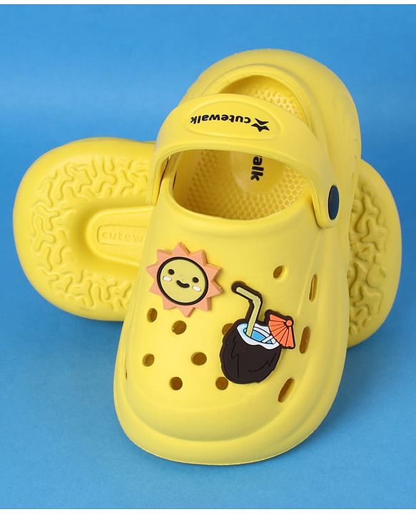 Cute Walk by Babyhug Clogs With Back Strap Closure & Sun Applique - Yellow