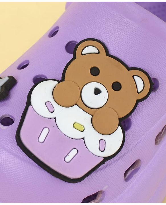Cute Walk by Babyhug Clogs With Back Strap Closure & Teddy Applique - Purple