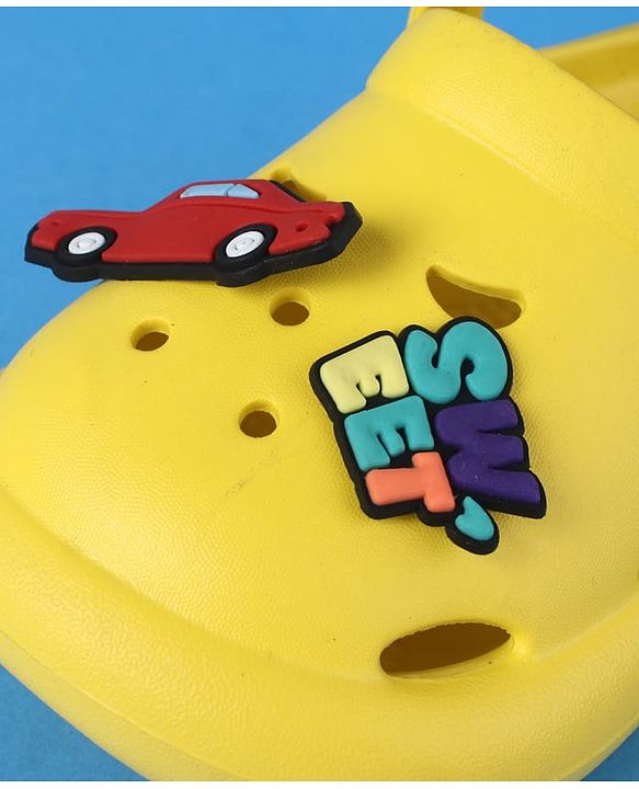 Cute Walk by Babyhug Clogs With Back Strap Closure & Car Applique - Yellow