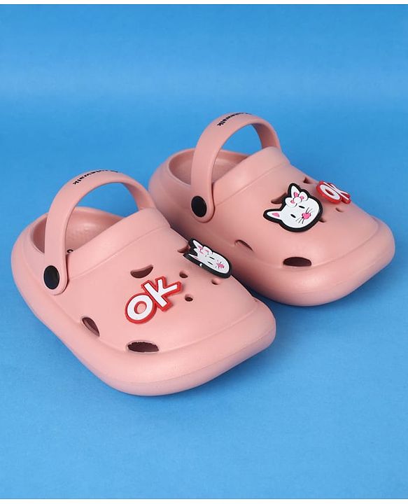 Cute Walk by Babyhug Clogs With Back Strap Closure & Kitten Applique - Pink
