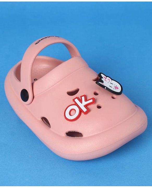 Cute Walk by Babyhug Clogs With Back Strap Closure & Kitten Applique - Pink