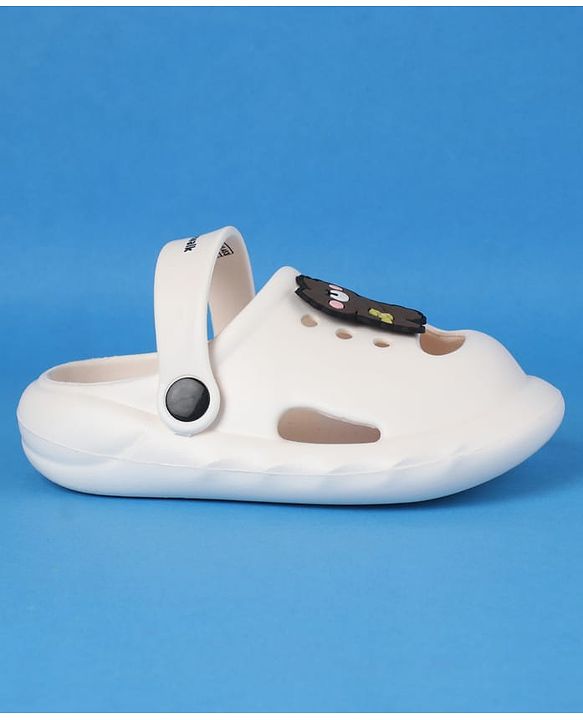 Cute Walk by Babyhug Clogs With Back Strap Closure & Teddy Applique - White