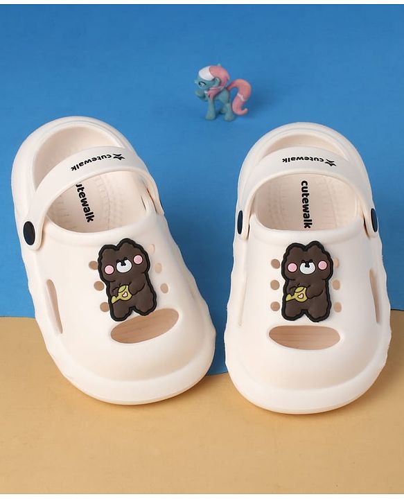Cute Walk by Babyhug Clogs with Back Strap & Applique - White