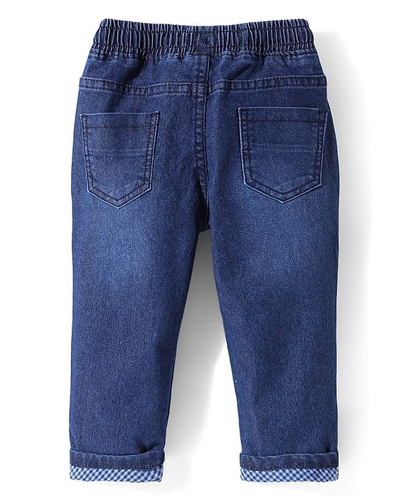Babyhug Denim Full Length Washed Jeans With Stretch - Blue