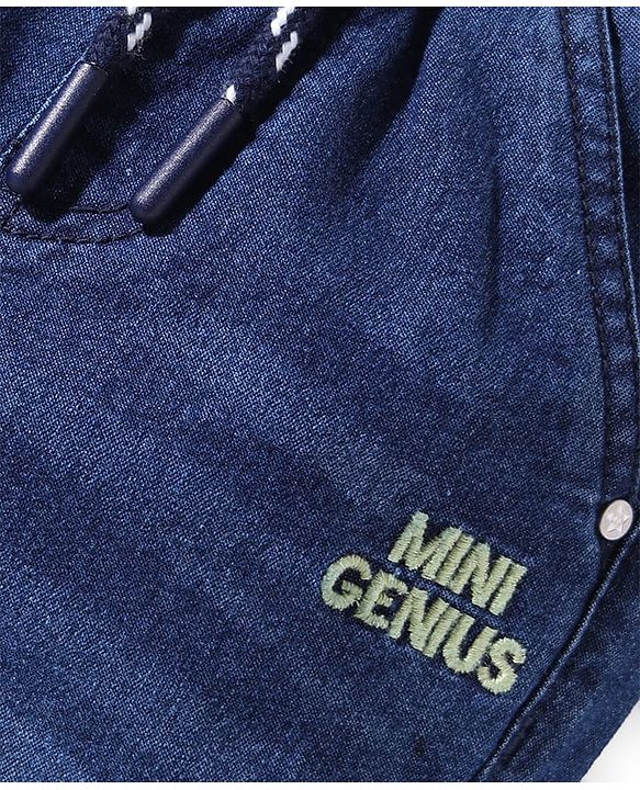 Babyhug Denim Full Length Washed Jeans With Stretch - Blue