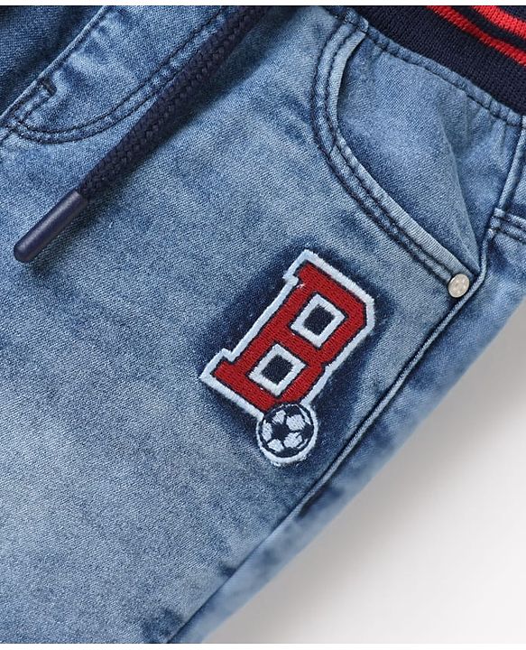 Babyhug Denim Full Length Wahsed Jeans With Stretch - Light Blue