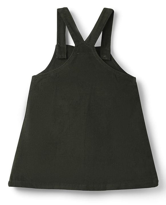 Babyhug Cotton Knit Frock & Half Sleeves Inner Tee With Floral Print & Embroidery - Dark Green