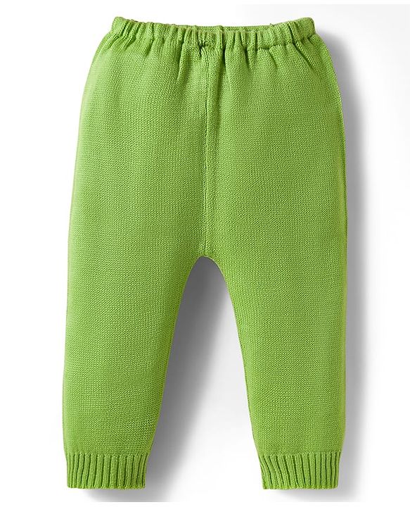 Babyhug Knit Full Sleeves Sweater Set With Colour Block Design - Green
